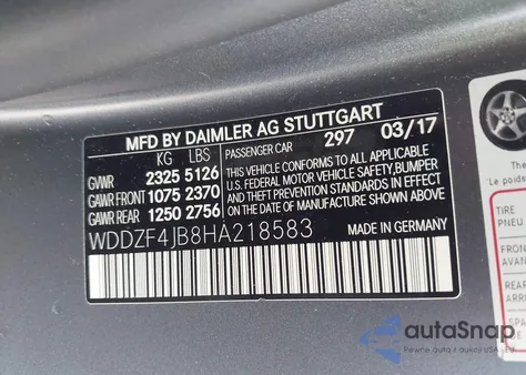 2017 Mercedes-Benz E 300 из США, поврежденный, VIN WDDZF4JB8HA218583